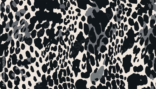 Modern hand drawn abstract leopard skin pattern. Collage black and white print. Fashionable template for design