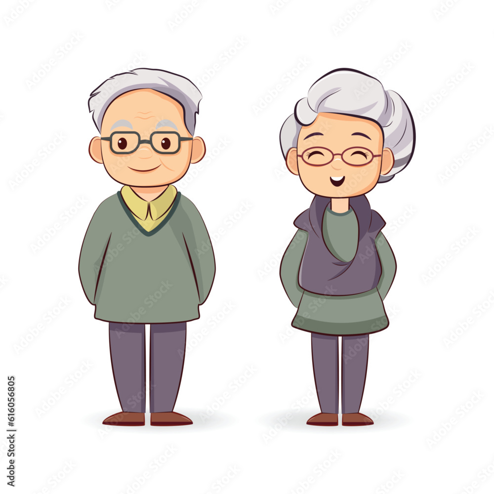 Senior, elder man and woman character illustration Senior, elder man and woman character illustration