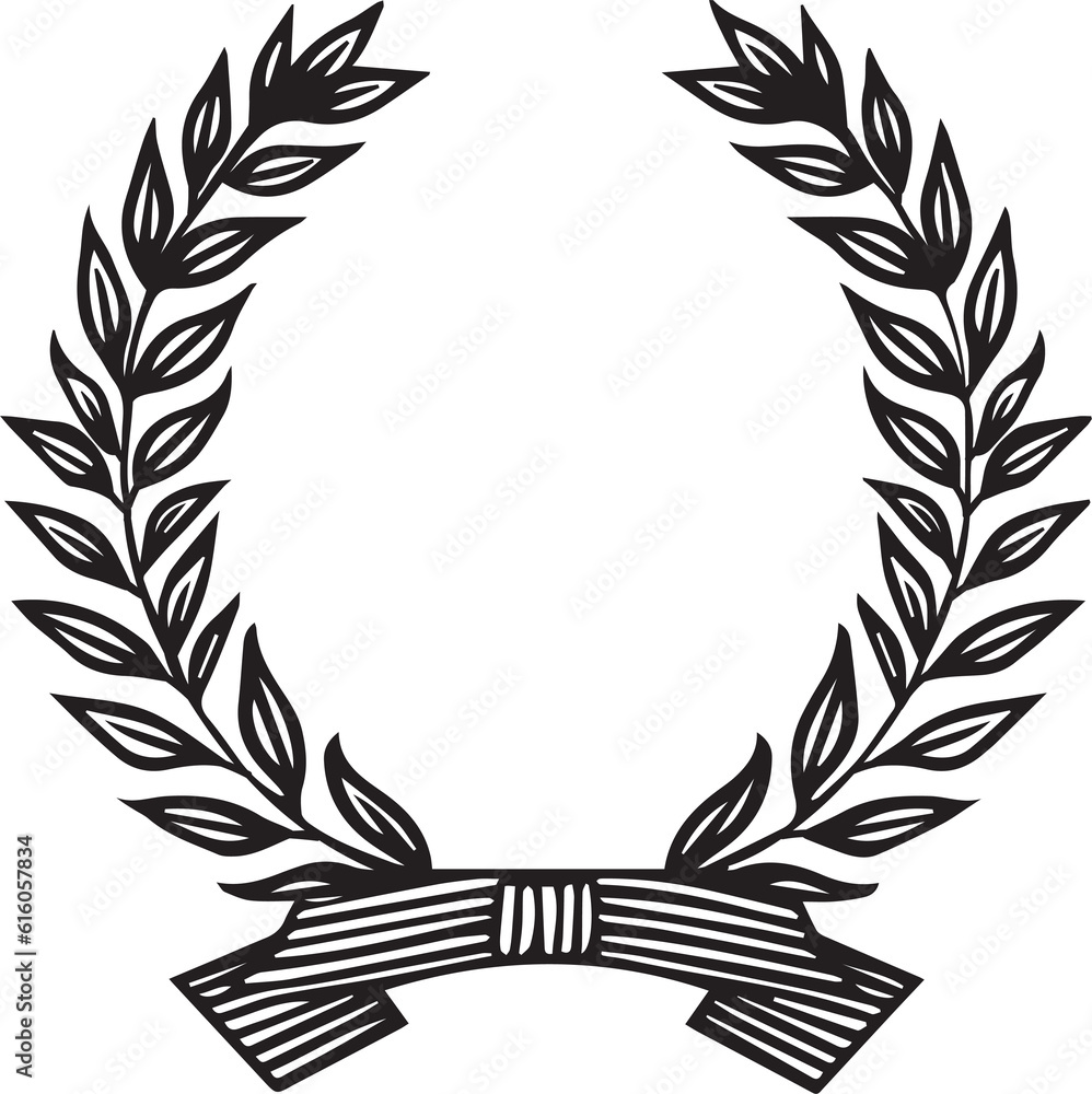 Hand Drawn leaf wreath in flat style Hand Drawn leaf wreath in flat style