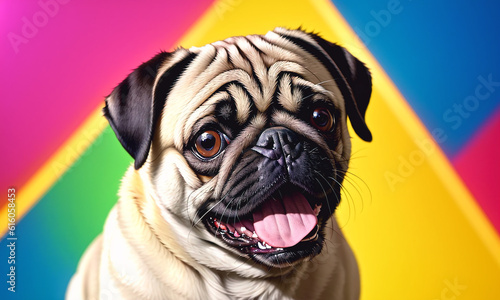 Funny pug dog on a colored background © Anton Dios