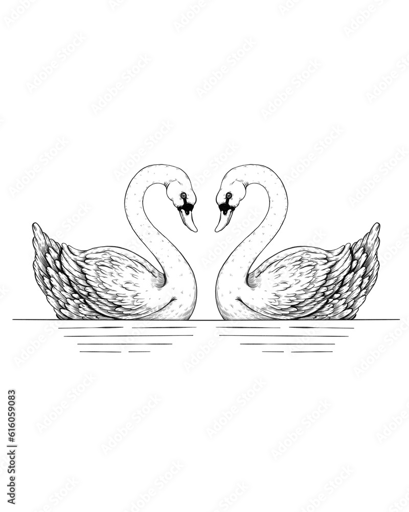 Fototapeta premium two swans on the water