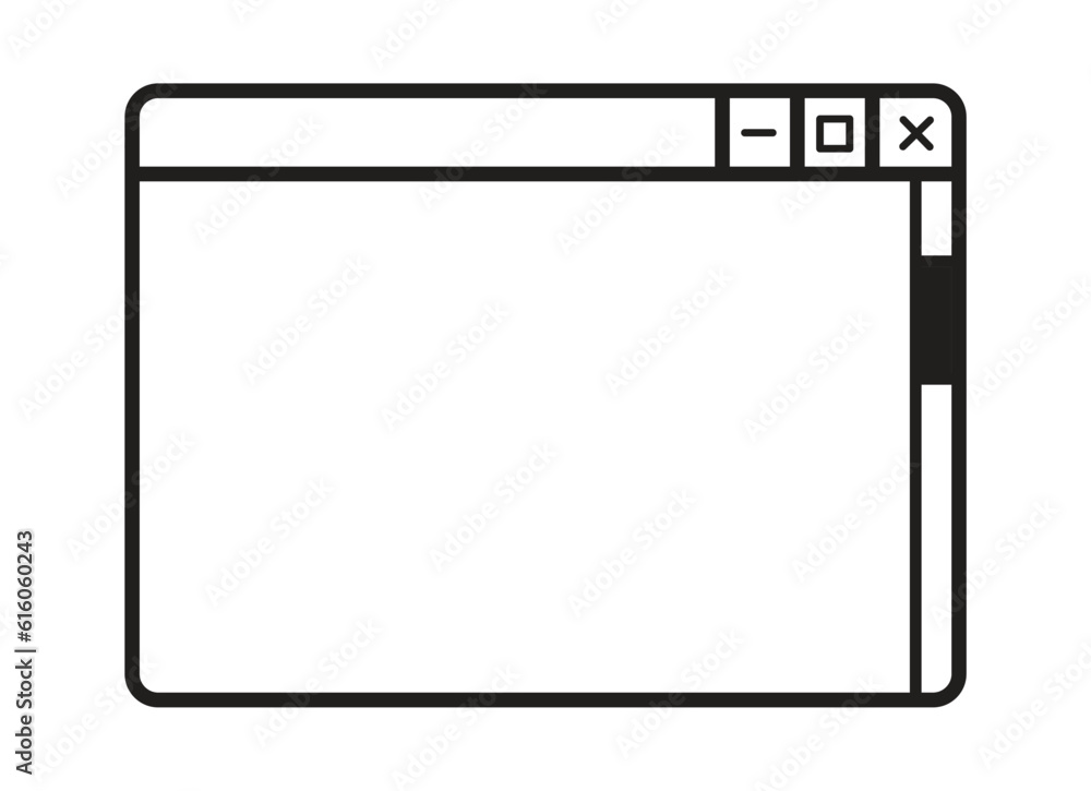 Blank browser website template empty vector icon drawing isolated on white background. Simple flat cartoon art styled drawing with cyber internet security. Blank browser website template empty vector icon drawing isolated on white background. Simple flat cartoon art styled drawing with cyber internet security.