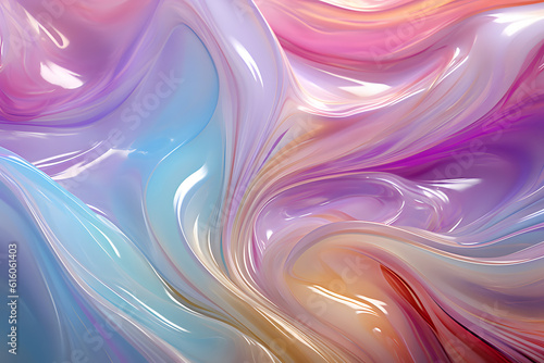 Silky abstract liquid in pastel neon colors mixed together