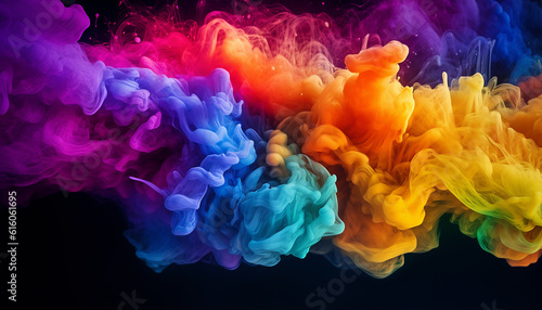 Colorful dust explosion in black background 3D creative wallpaper texture