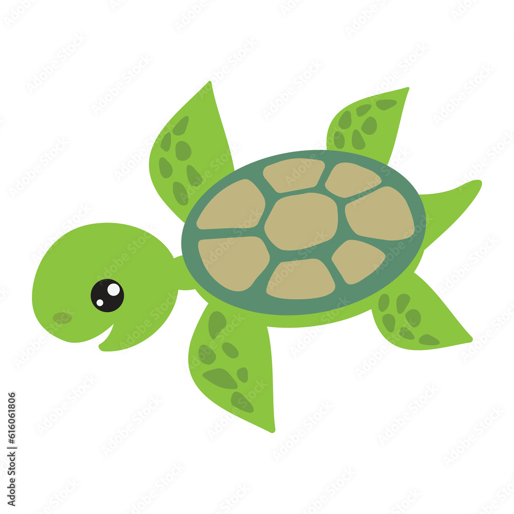 Cute sea turtle vector cartoon illustration Stock Vector | Adobe Stock