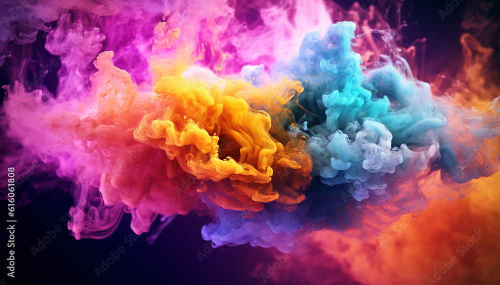 Colorful dust explosion in black background 3D creative wallpaper texture Colorful dust explosion in black background 3D creative wallpaper texture