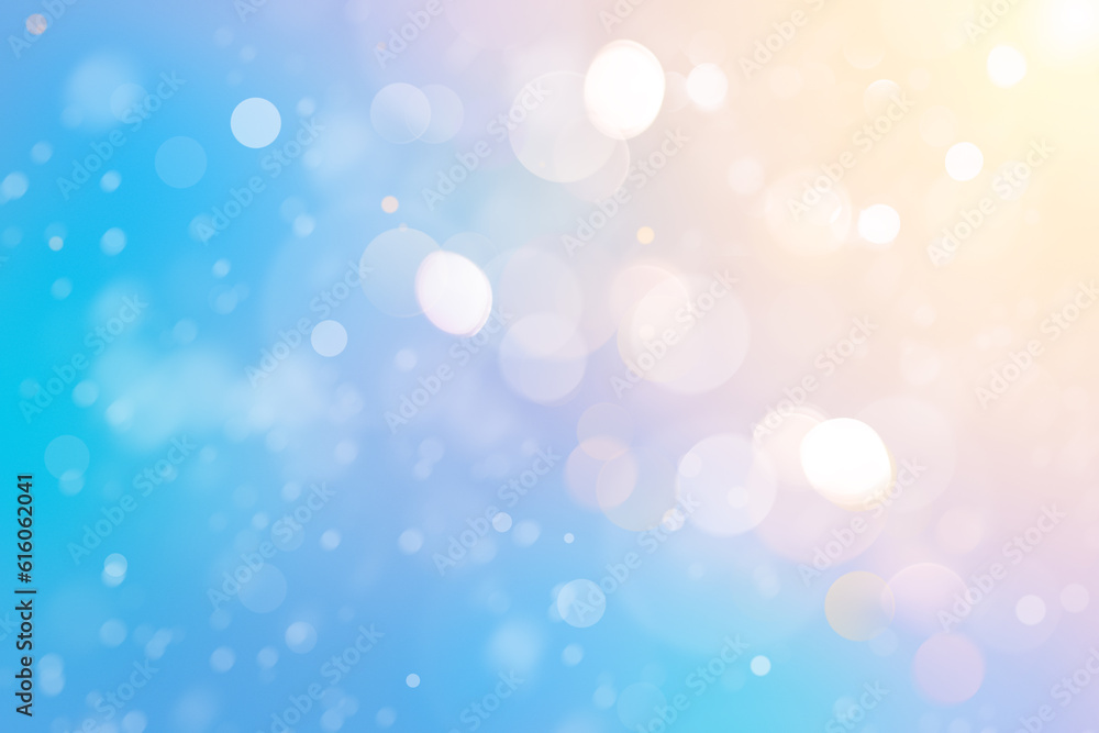 Abstract bokeh background with rays of light. Soft light defocused spots on a blue background.