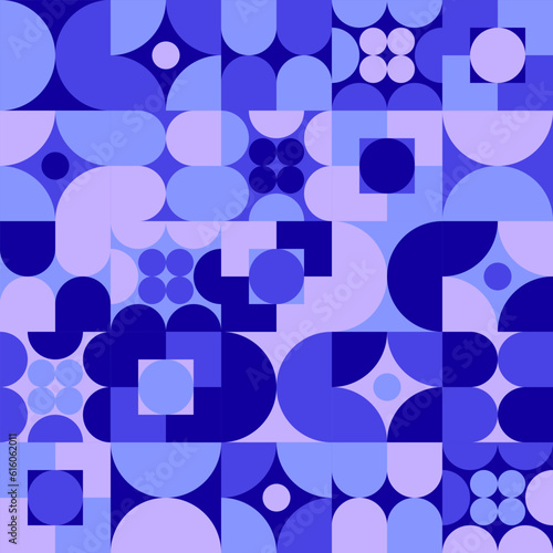Seamless Pattern Geometric Abstract Ornament Mosaic Decorative Background Vector Blue Color