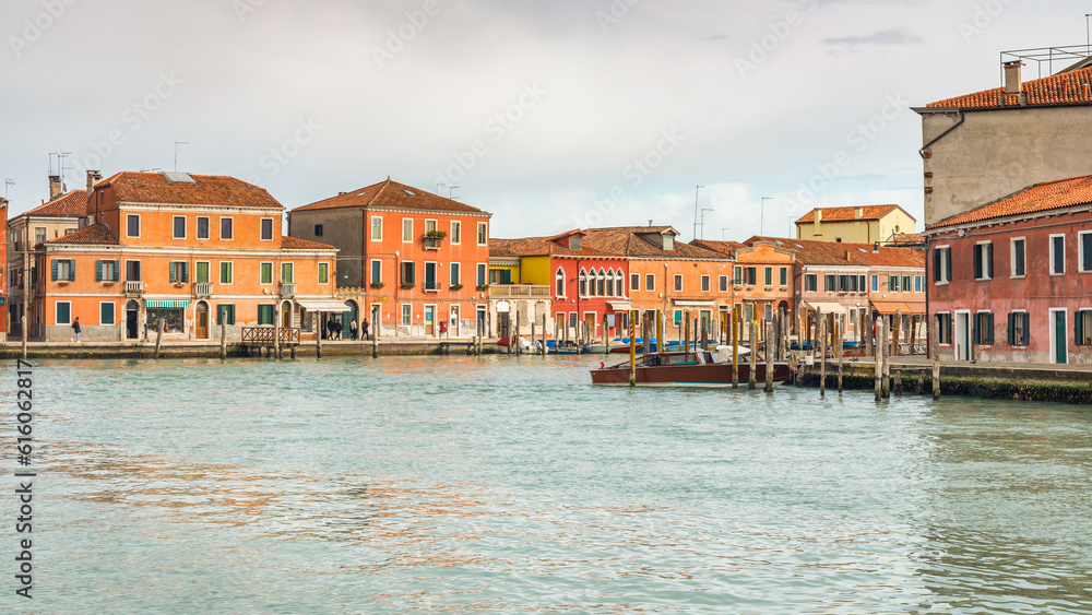 Historical buildings on The Murano island near Venice, Italy, Europe.
