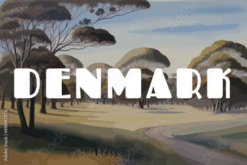 Denmark: Beautiful painting of an Australian scene with the name Denmark in Western Australia