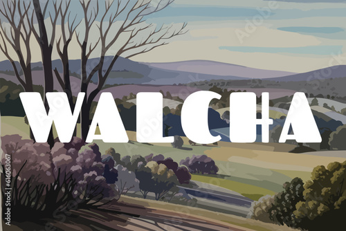 Walcha: Beautiful painting of an Australian scene with the name Walcha in New South Wales photo