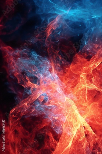 Abstract fiery dust nebula cosmos background Generative AI