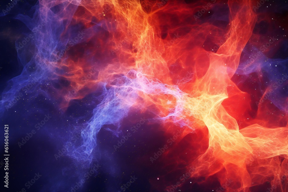 Red and blue fire trails with particles background Generative AI Red and blue fire trails with particles background Generative AI