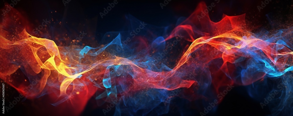Red and blue fire trails with particles background Generative AI Red and blue fire trails with particles background Generative AI
