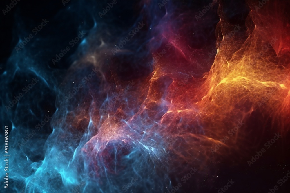 Red and blue fire trails with particles background Generative AI Red and blue fire trails with particles background Generative AI