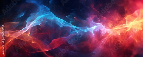 Red and blue fire trails with particles background Generative AI