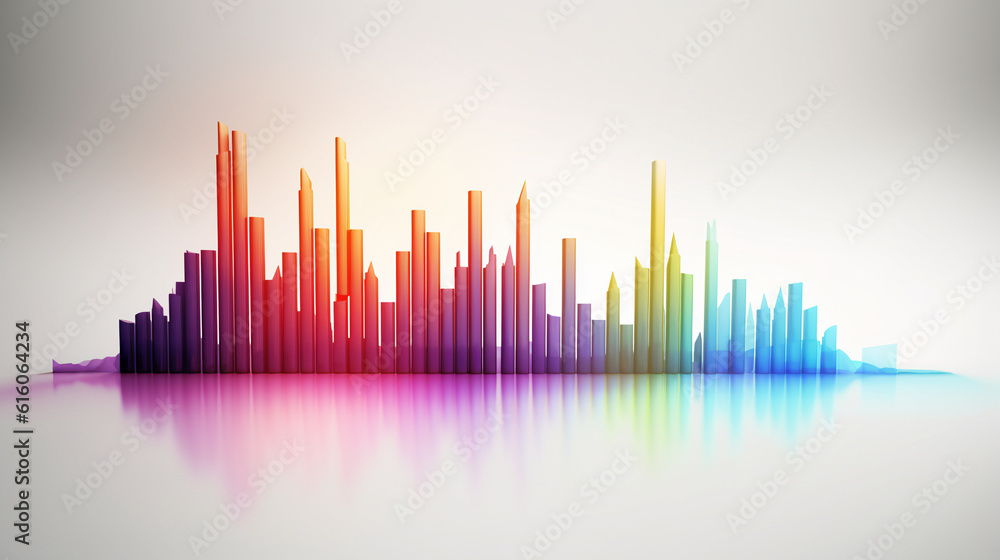 Dynamic colourful stock chart, vivid colours