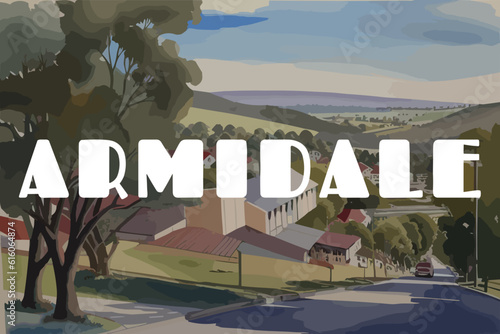 Armidale: Beautiful painting of an Australian scene with the name Armidale in New South Wales photo