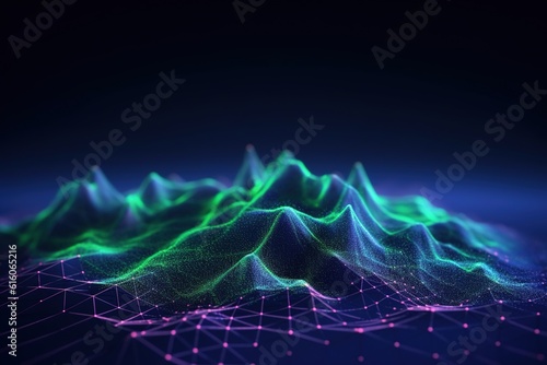 abstract futuristic background with pink blue glowing neon moving high speed wave lines mountain of data and bokeh lights. Data transfer concept Fantastic wallpaper