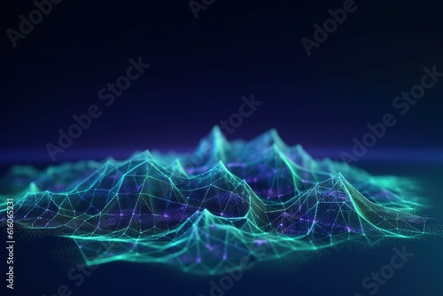 abstract futuristic background with pink blue glowing neon moving high speed wave lines mountain of data and bokeh lights. Data transfer concept Fantastic wallpaper