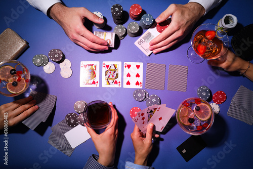 Poker game and gambling business, top view