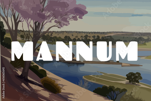 Mannum: Beautiful painting of an Australian scene with the name Mannum in South Australia photo