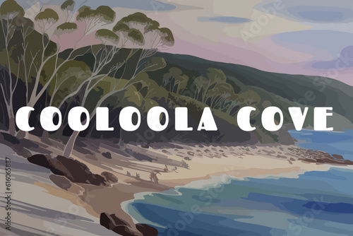 Cooloola Cove: Beautiful painting of an Australian scene with the name Cooloola Cove in Queensland photo