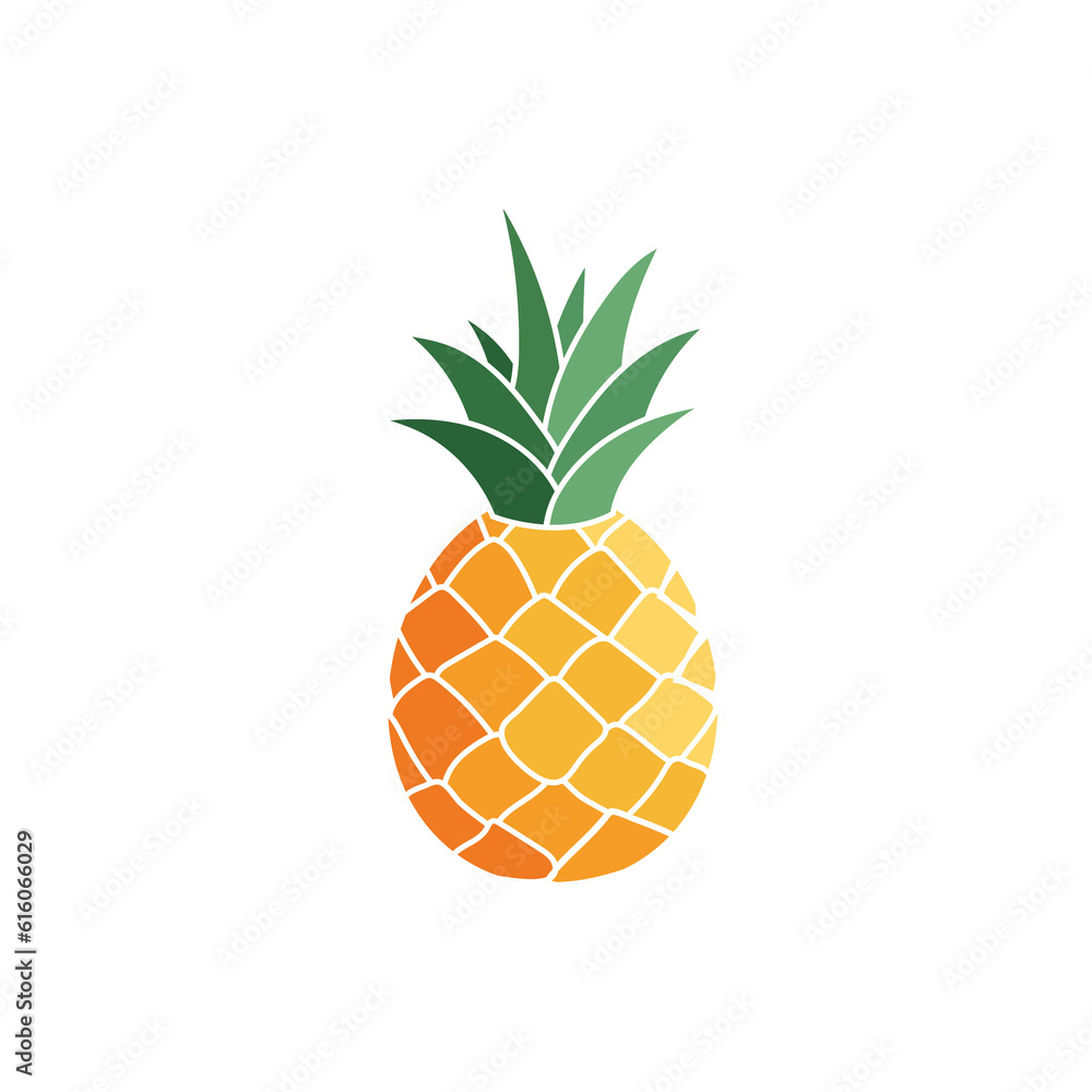 Pineapple colorful icon isolated on white background Pineapple colorful icon isolated on white background