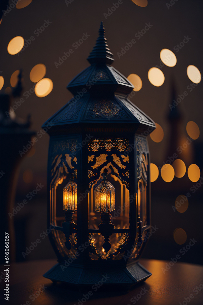 Beautiful Arabic lantern on a dark background. Ramadan Kareem. Beautiful Arabic lantern on a dark background. Ramadan Kareem.