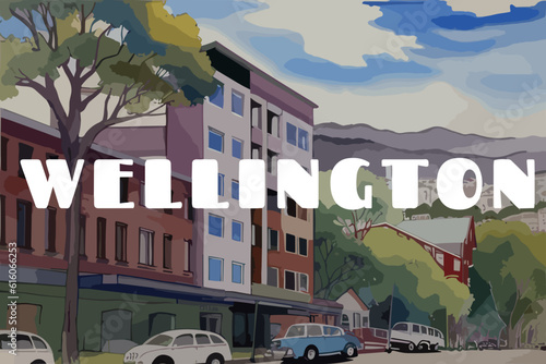 Wellington: Beautiful painting of an Australian scene with the name Wellington in New South Wales