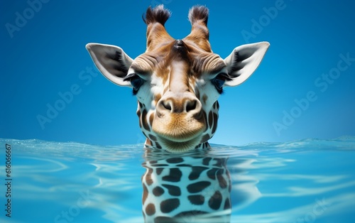 A close up of a giraffe wearing glasses. Generative AI