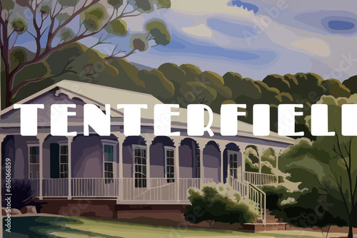 Tenterfield: Beautiful painting of an Australian scene with the name Tenterfield in New South Wales photo