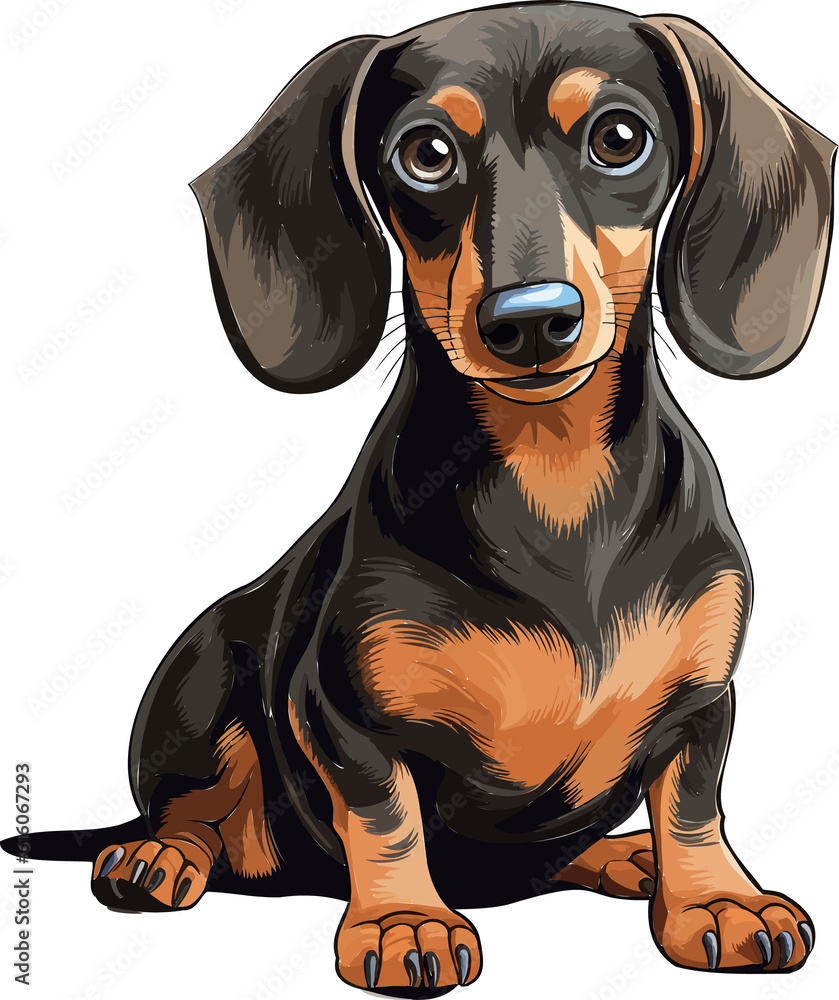Dachshund Delight Endearing Wiener Dog Vector Stock Illustration