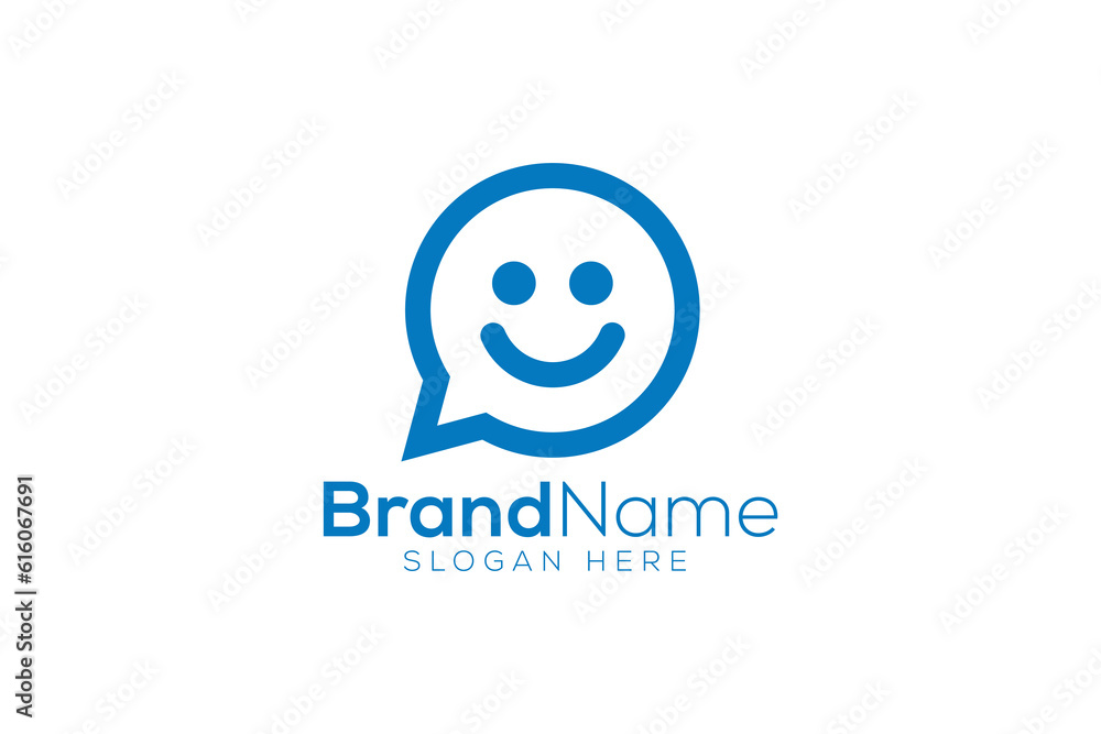 Happy chat logo design template