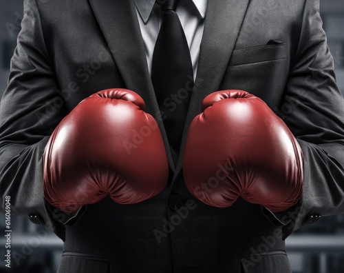 businessman in boxing gloves created with Generative AI technology © pvl0707