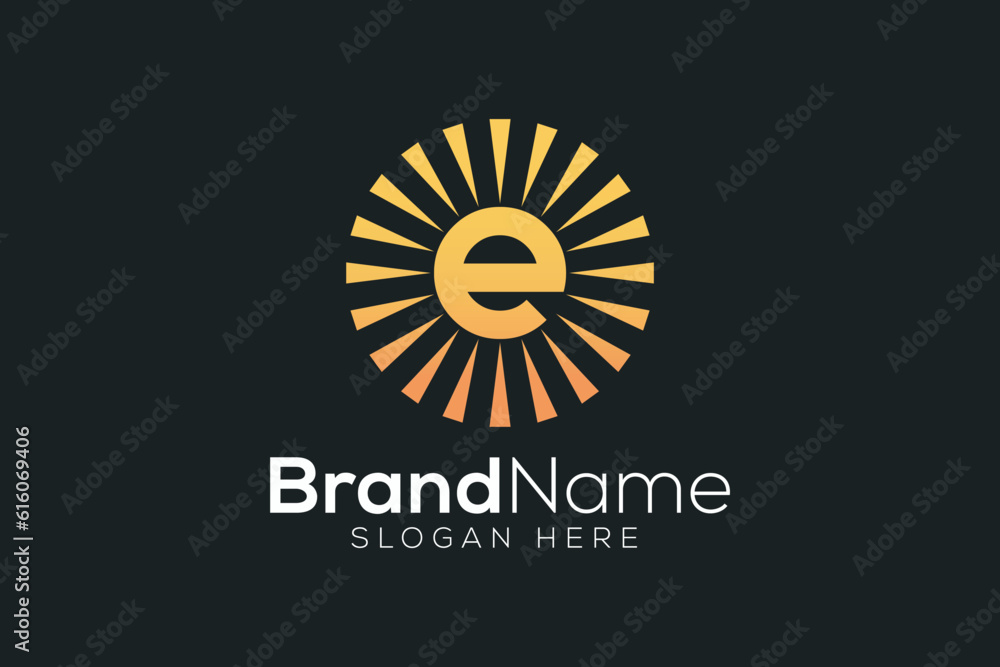 Letter E sun logo design template