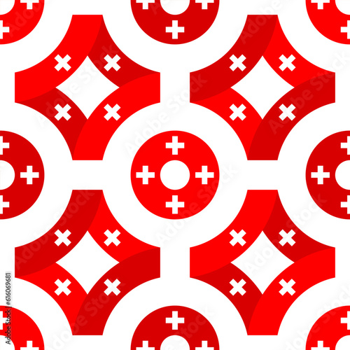 switzerland flag pattern. tracery design. plus background. vector illustration