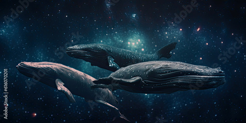 Whales swimming in the ocean - Generative AI