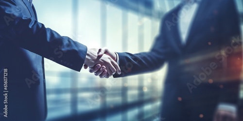businessmen handshake, business meeting and partnership. Generative ai