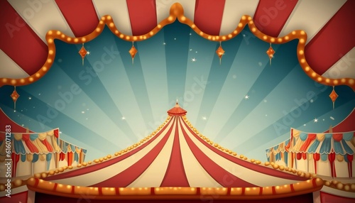 Circus frame background circus tent background with copy space. Generative ai