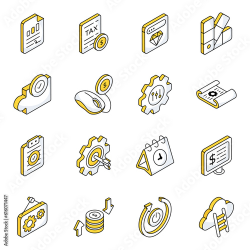 Pack of Business and Finance Flat Icons