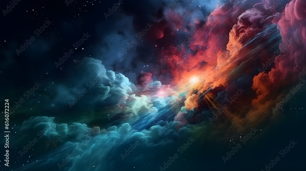 Stary night cosmos ,Colorful space galaxy cloud nebula ,generative ai