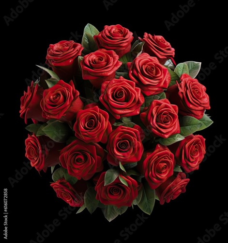 bouquet of red roses on a black background created with Generative AI technology
