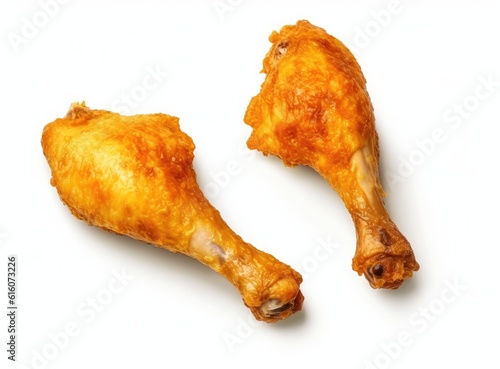 Roasted chicken leg on a white background created with Generative AI technology