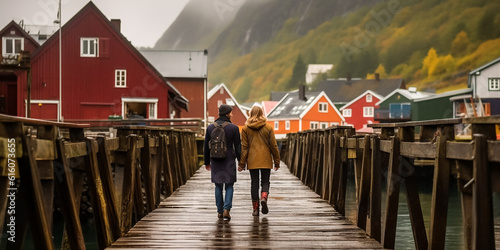 Urlauber Pärrchen in Norwegen KI photo