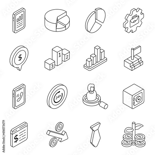 Pack of Data and Management Linear Icons


