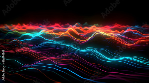 Colorful glowing lines ,abstract neon background ,generative ai