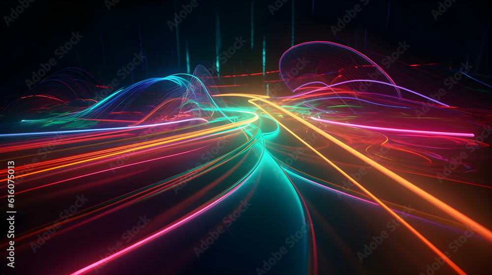 Colorful glowing lines ,abstract neon background ,generative ai Colorful glowing lines ,abstract neon background ,generative ai