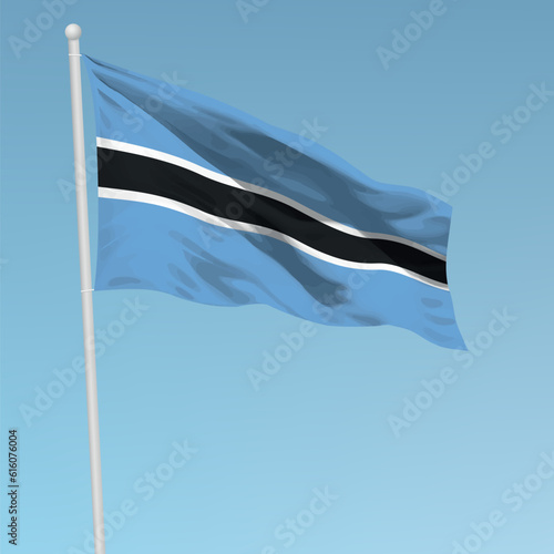 Free Download Waving flag of Botswana on flagpole. Template for independence day - GFXLoad