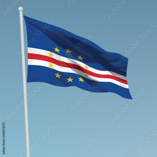 Wallpaper Mural Waving flag of Cape Verde on flagpole. Template for independence day Torontodigital.ca